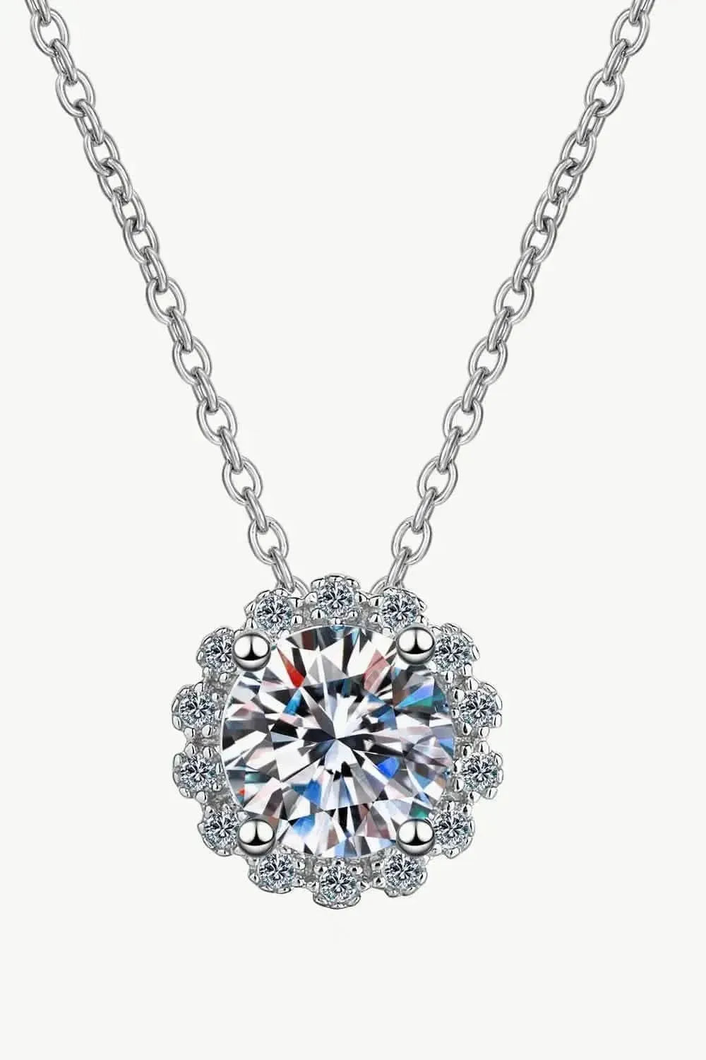 Flower-Shaped Moissanite Pendant Necklace - Bad Moms Club