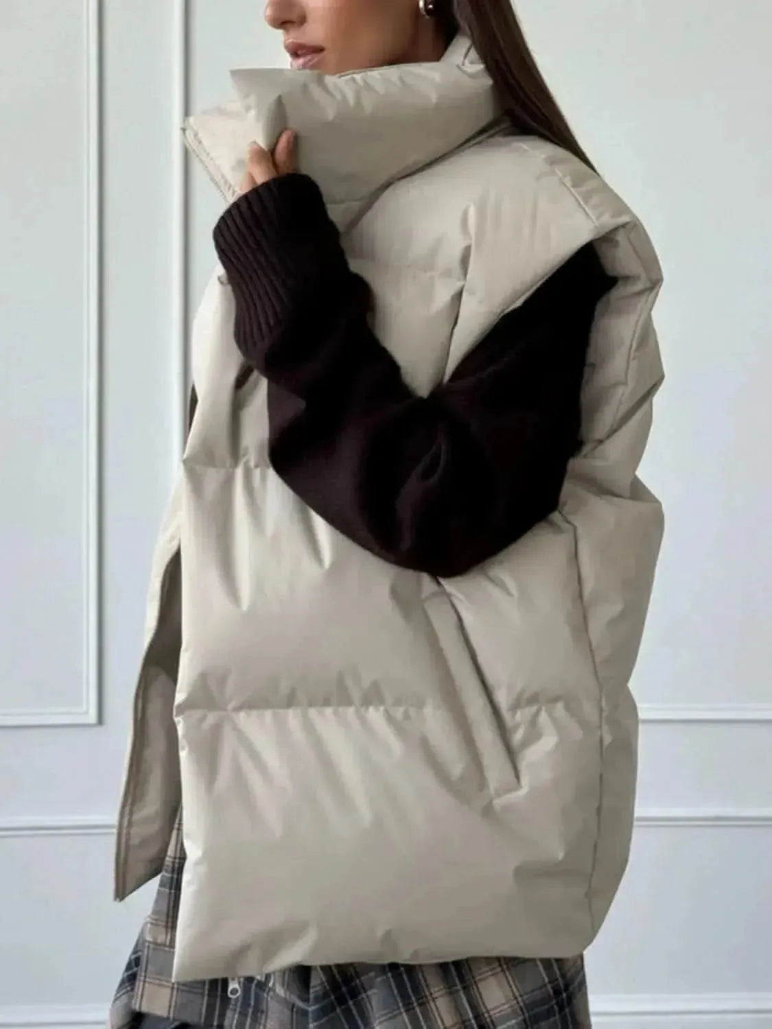 Zip Up Turtleneck Vest Coat - Bad Moms Club