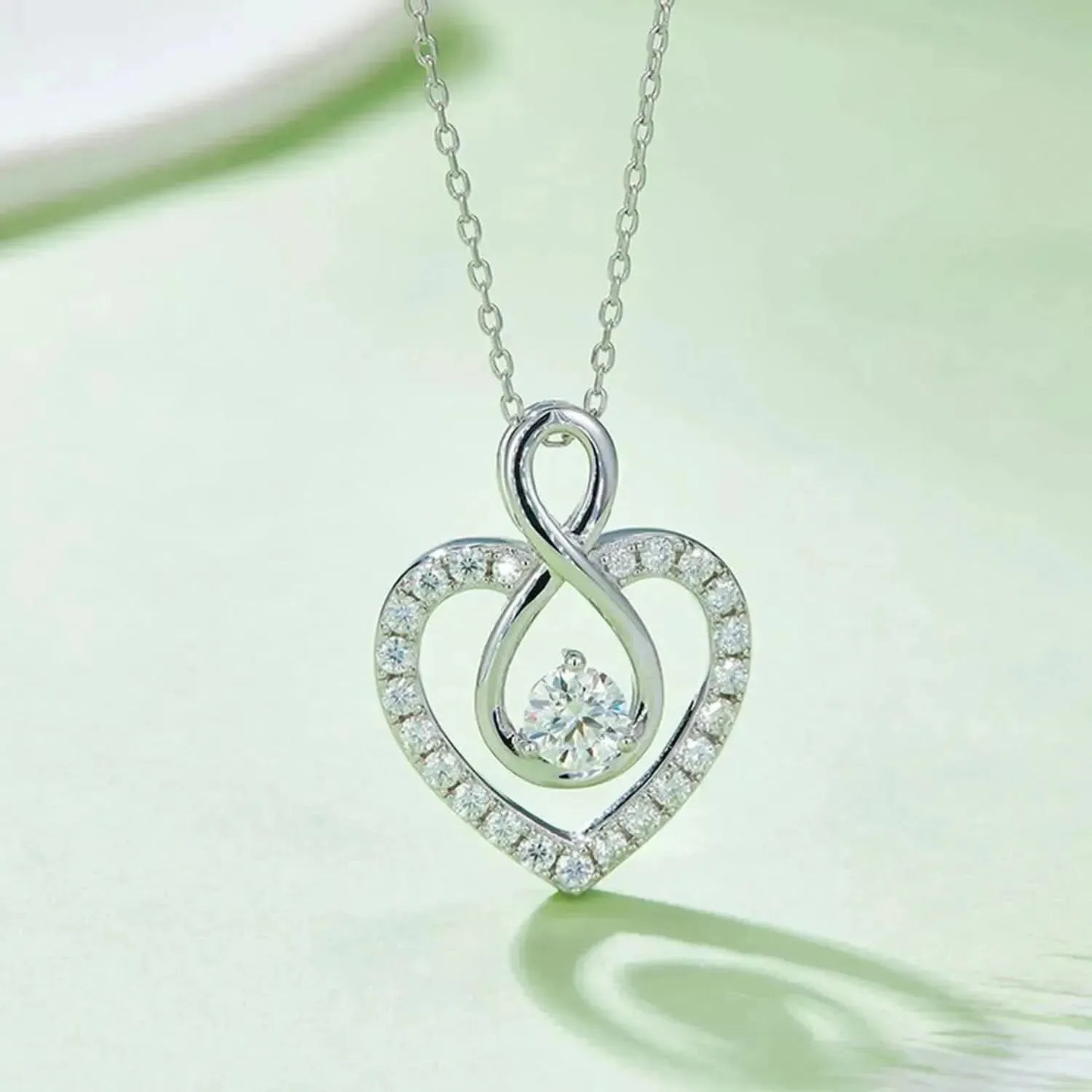 1 Carat Moissanite 925 Sterling Silver Heart Shape Necklace - Bad Moms Club