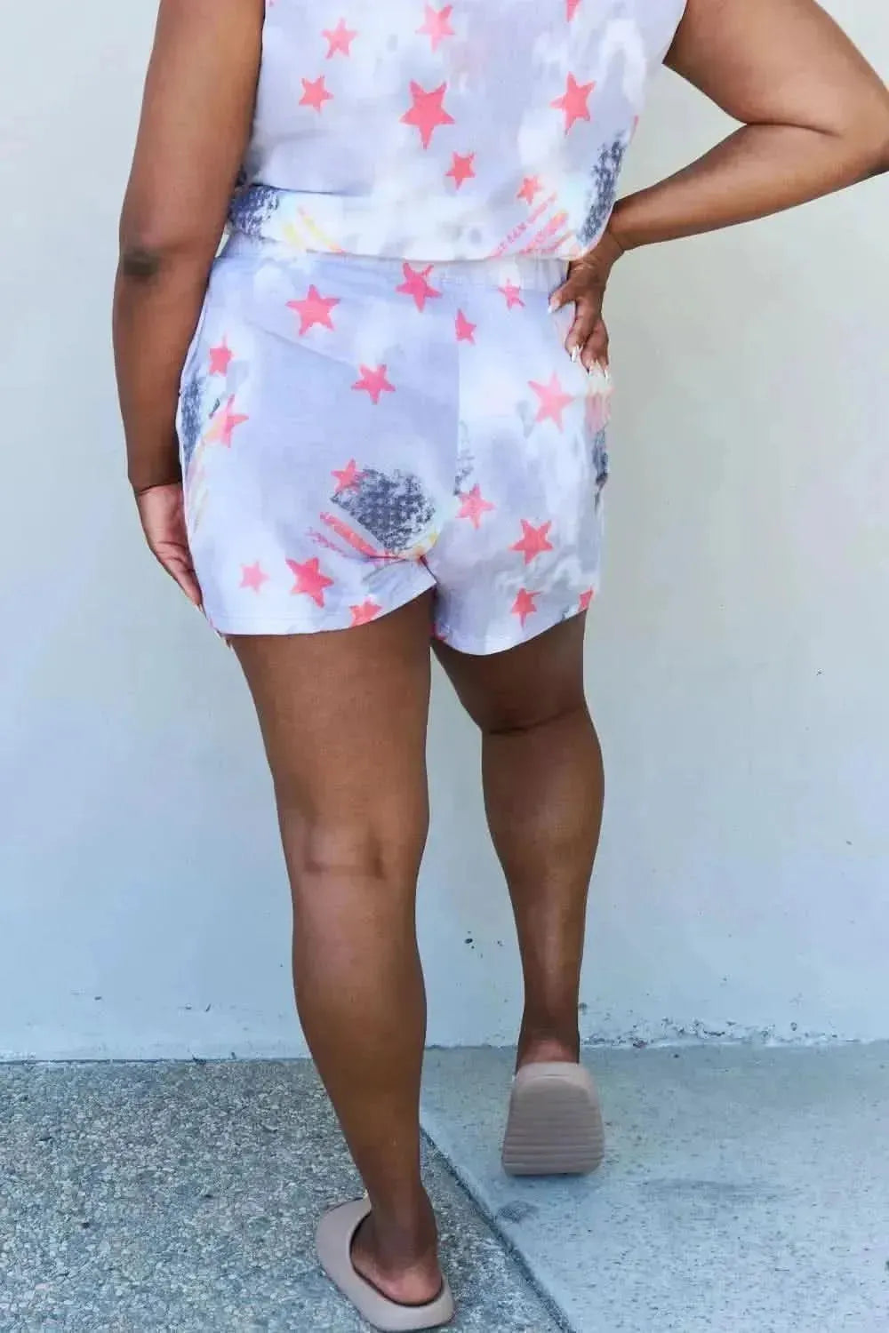 ODDI Full Size Tie-Dye Star Printed Loungewear Set - Bad Moms Club