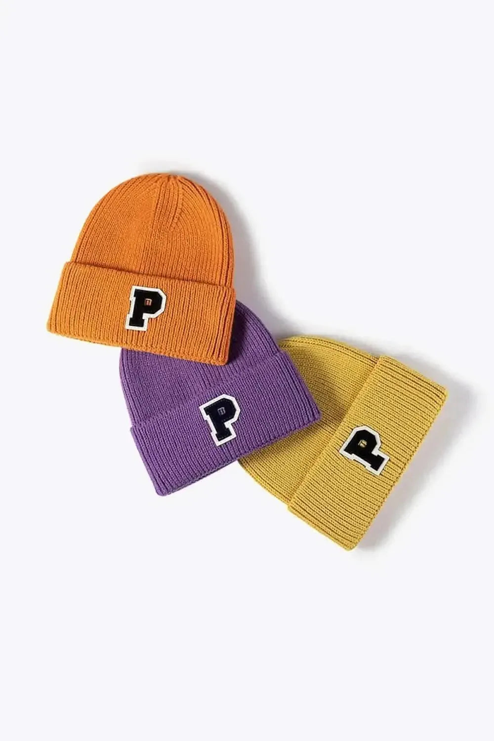 Letter Patch Cuffed Knit Beanie - Bad Moms Club