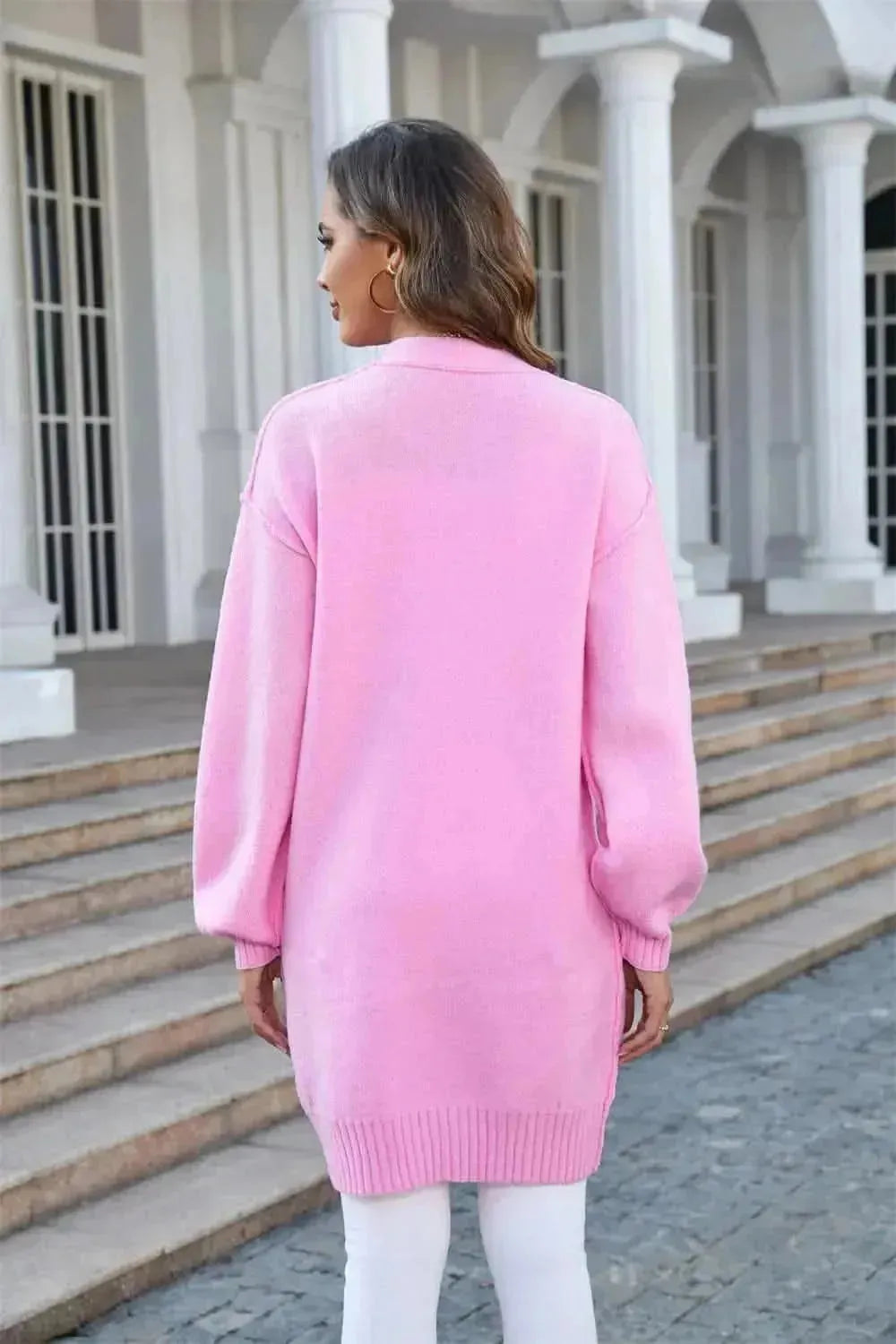 Open Front Dropped Shoulder Cardigan with Pocket - Bad Moms Club
