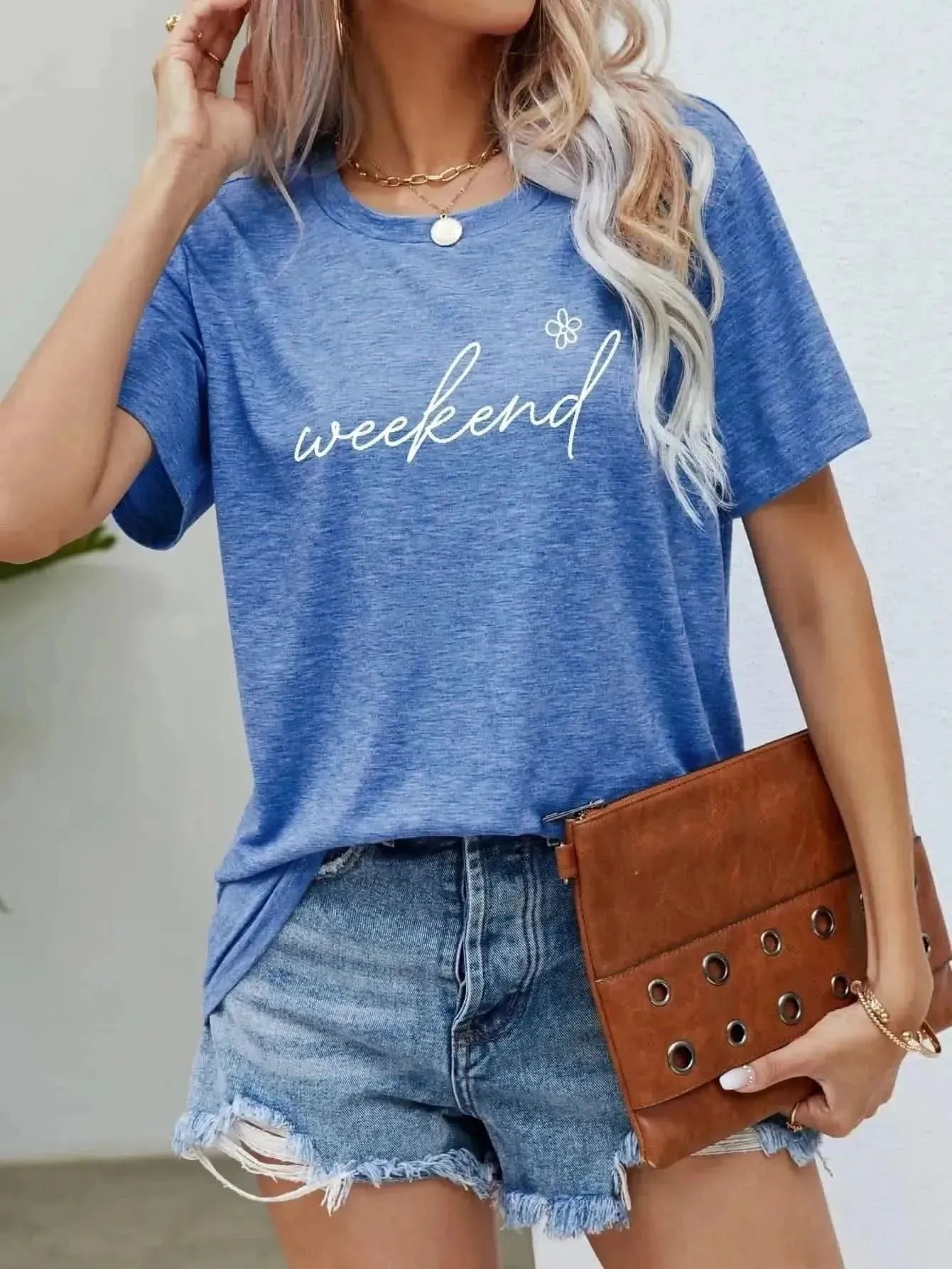 WEEKEND Flower Graphic Short Sleeve Tee - Bad Moms Club