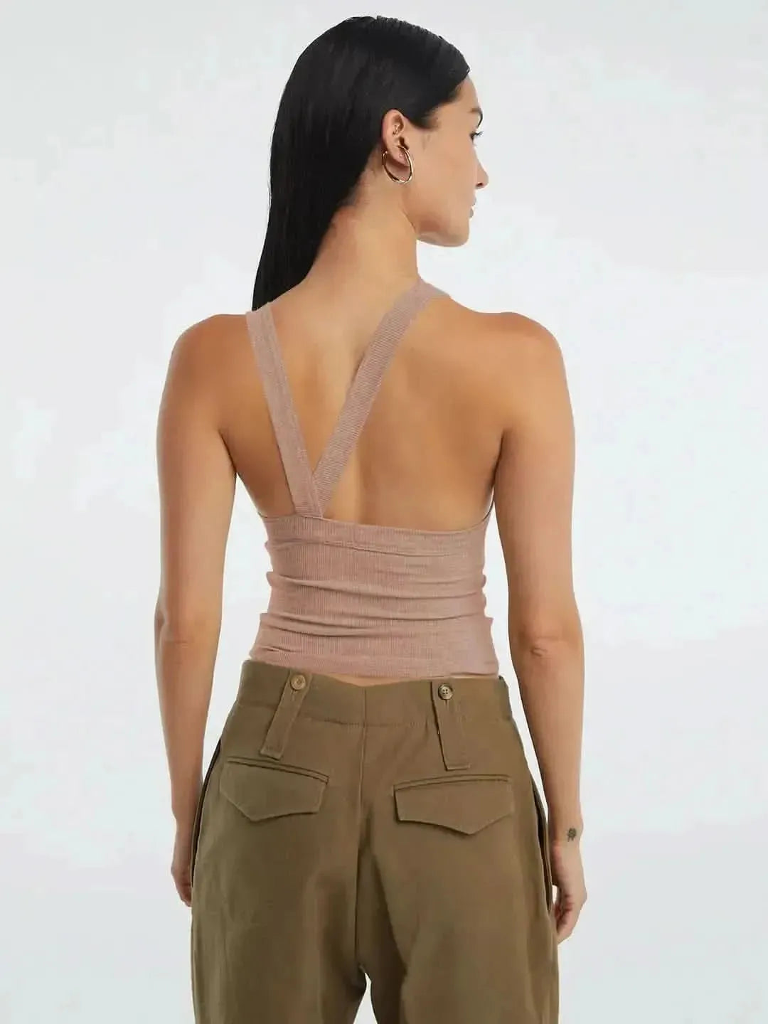 Halter Neck Ribbed Cropped Top - Bad Moms Club