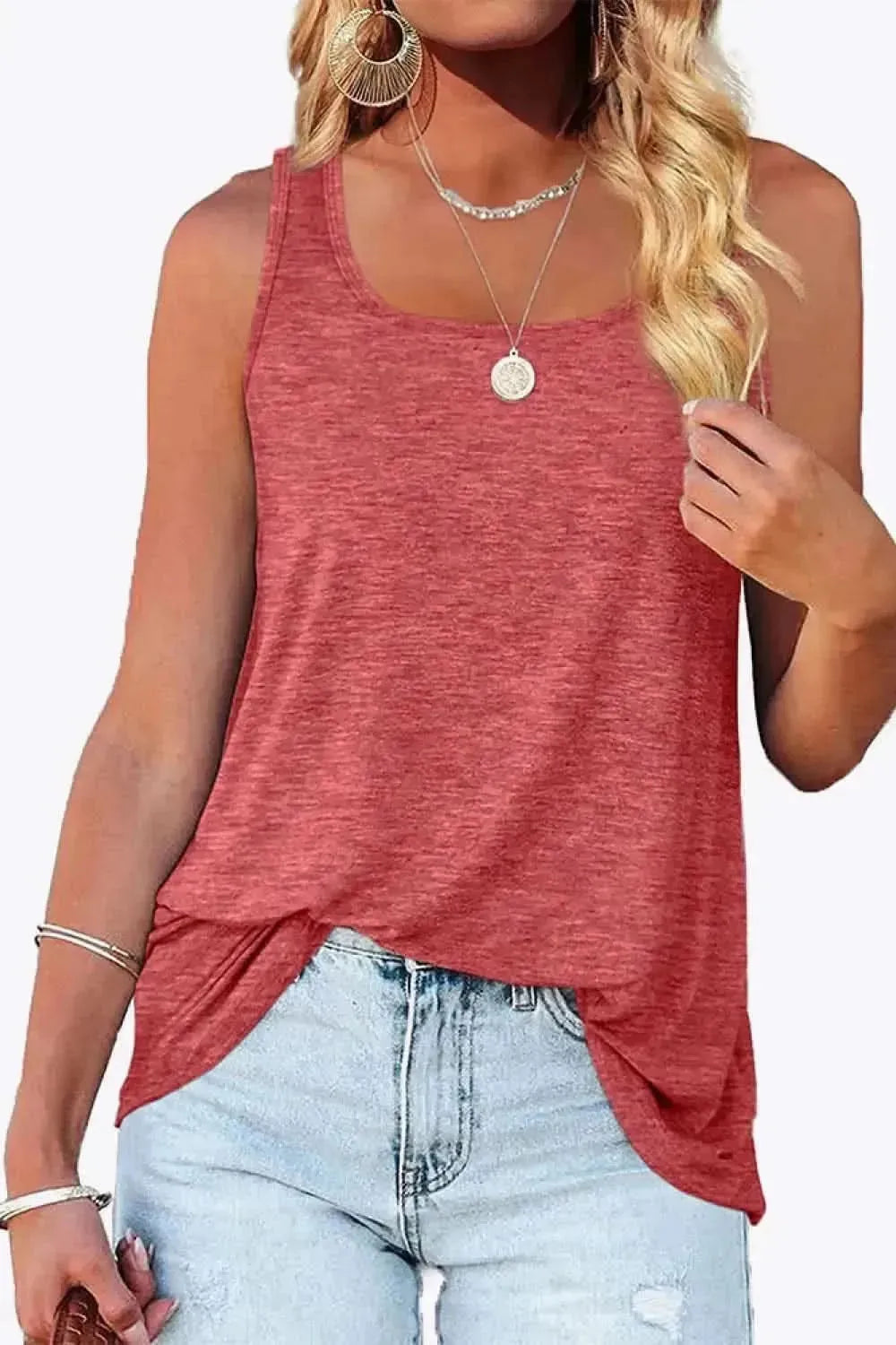 Curved Hem Square Neck Tank - Bad Moms Club