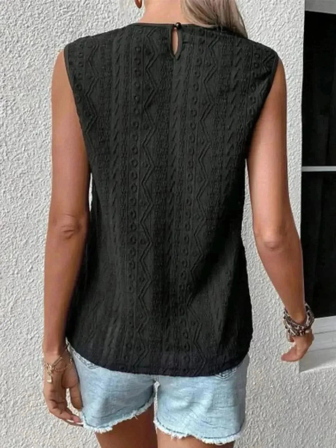 Lace Eyelet Sleeveless Top - Bad Moms Club