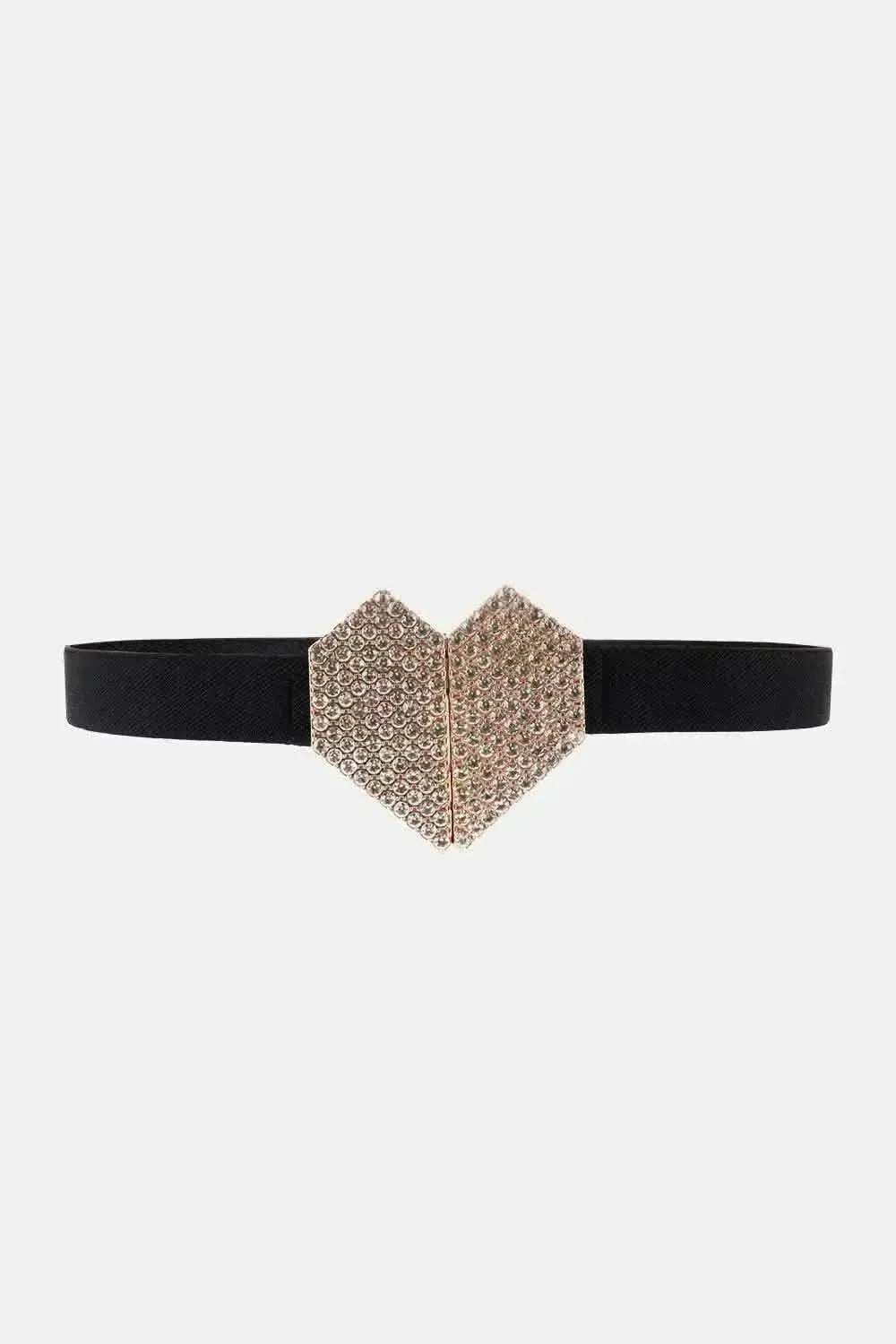 Rhinestone Heart Buckle Elastic Belt - Bad Moms Club