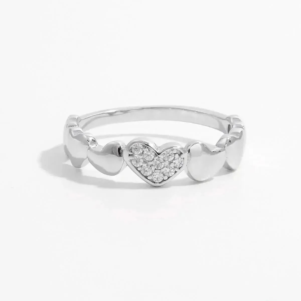 925 Sterling Silver Inlaid Zircon Heart Ring - Bad Moms Club