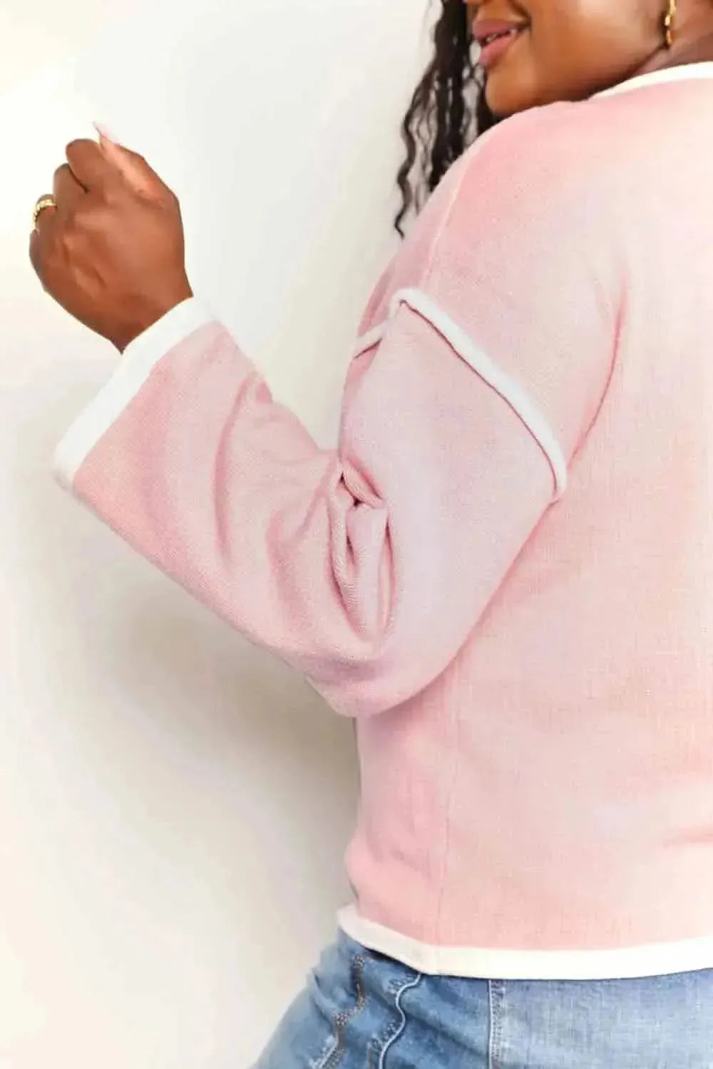 Angel Wings Contrast Detail Dropped Shoulder Knit Top - Bad Moms Club