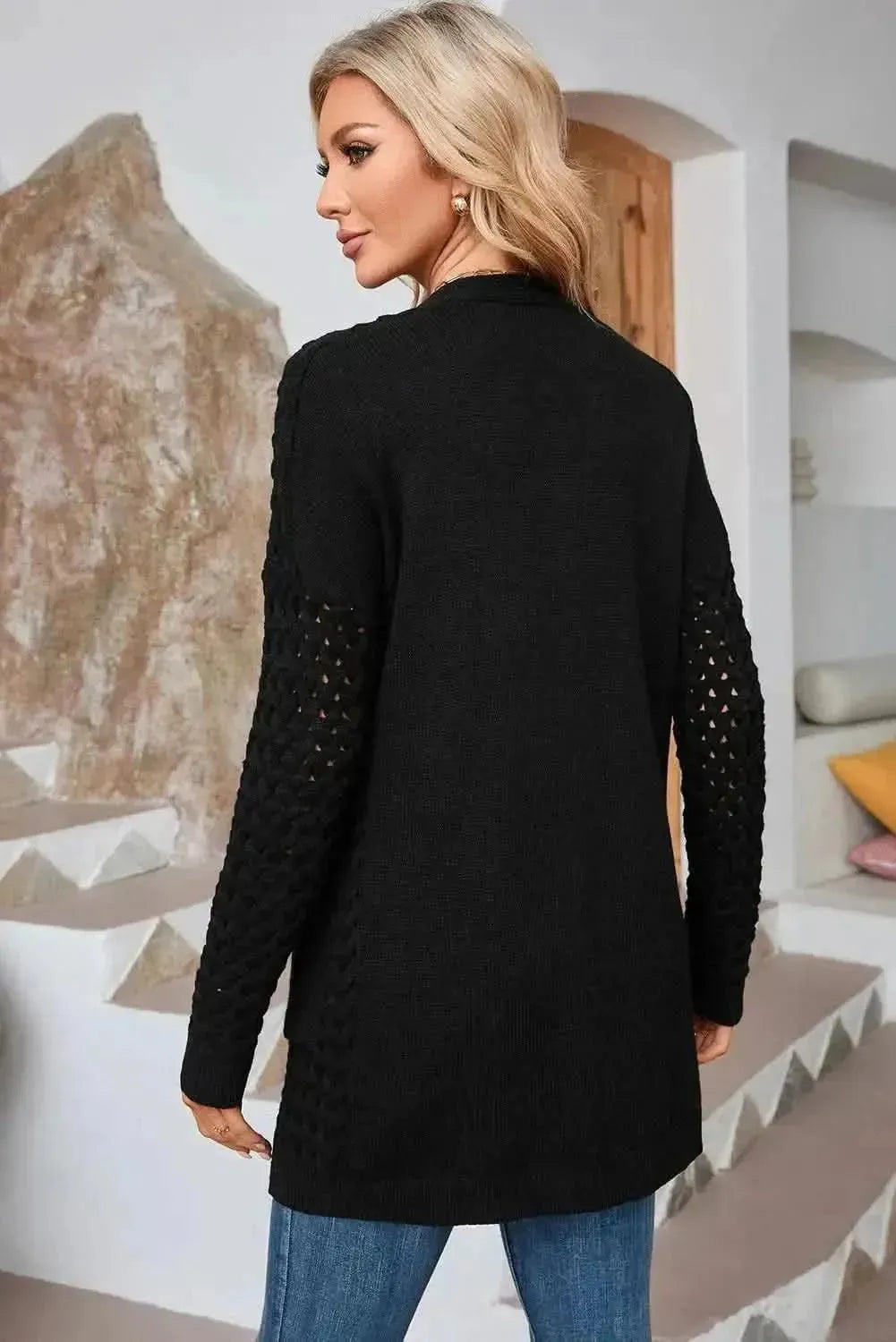 Open Front Dropped Shoulder Cardigan with Pockets - Bad Moms Club