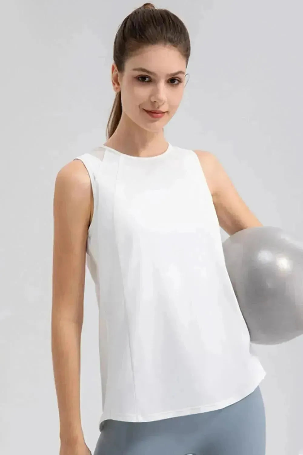 Round Neck Wide strap Active Tank - Bad Moms Club
