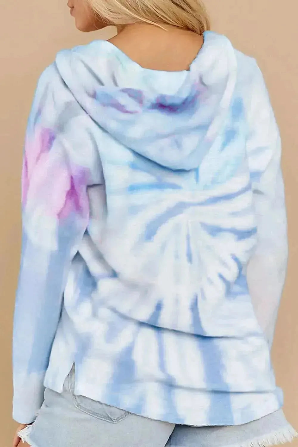 Drawstring Tie-Dye Long Sleeve Hoodie - Bad Moms Club