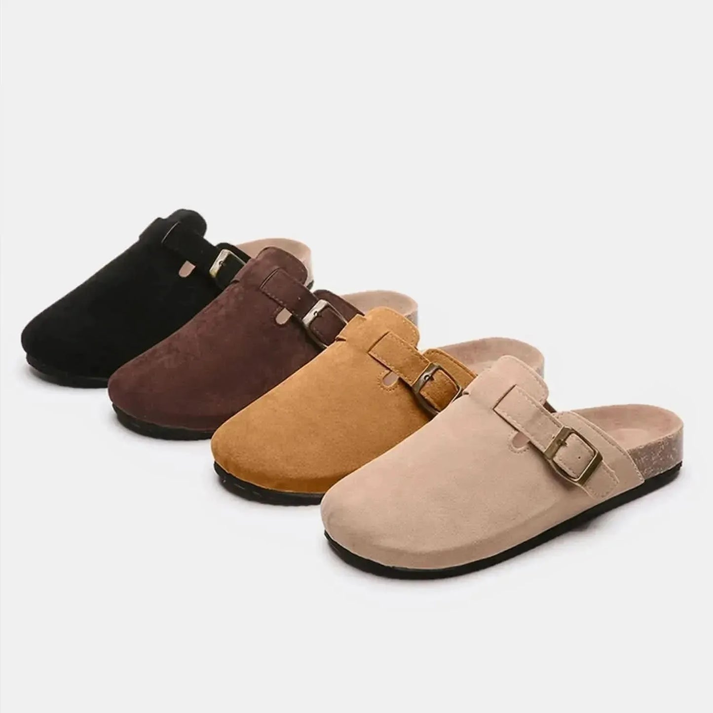 Suede Closed Toe Buckle Slide - Bad Moms Club