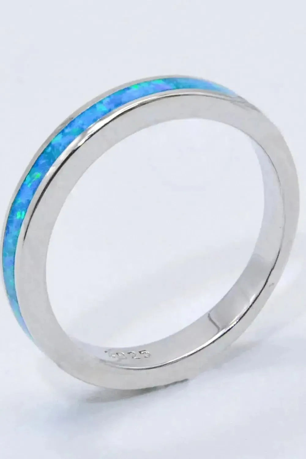 925 Sterling Silver Opal Ring in Sky Blue - Bad Moms Club