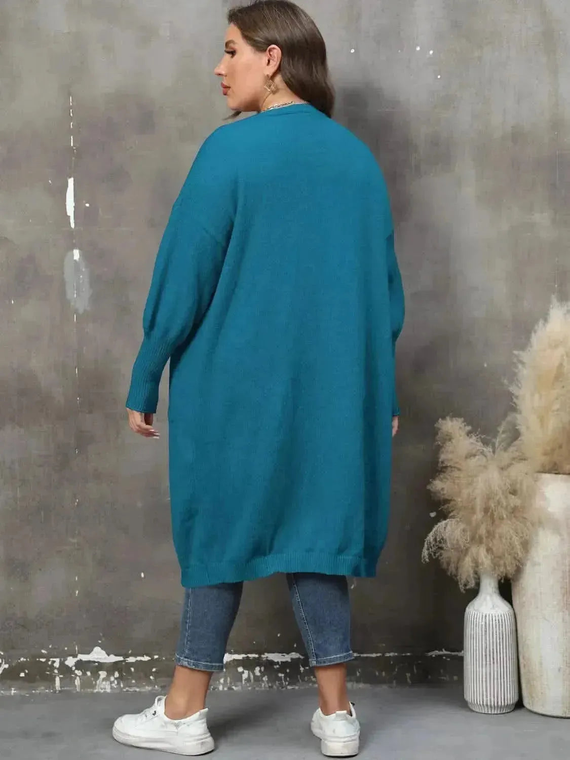 Plus Size Long Sleeve Pocketed Cardigan - Bad Moms Club