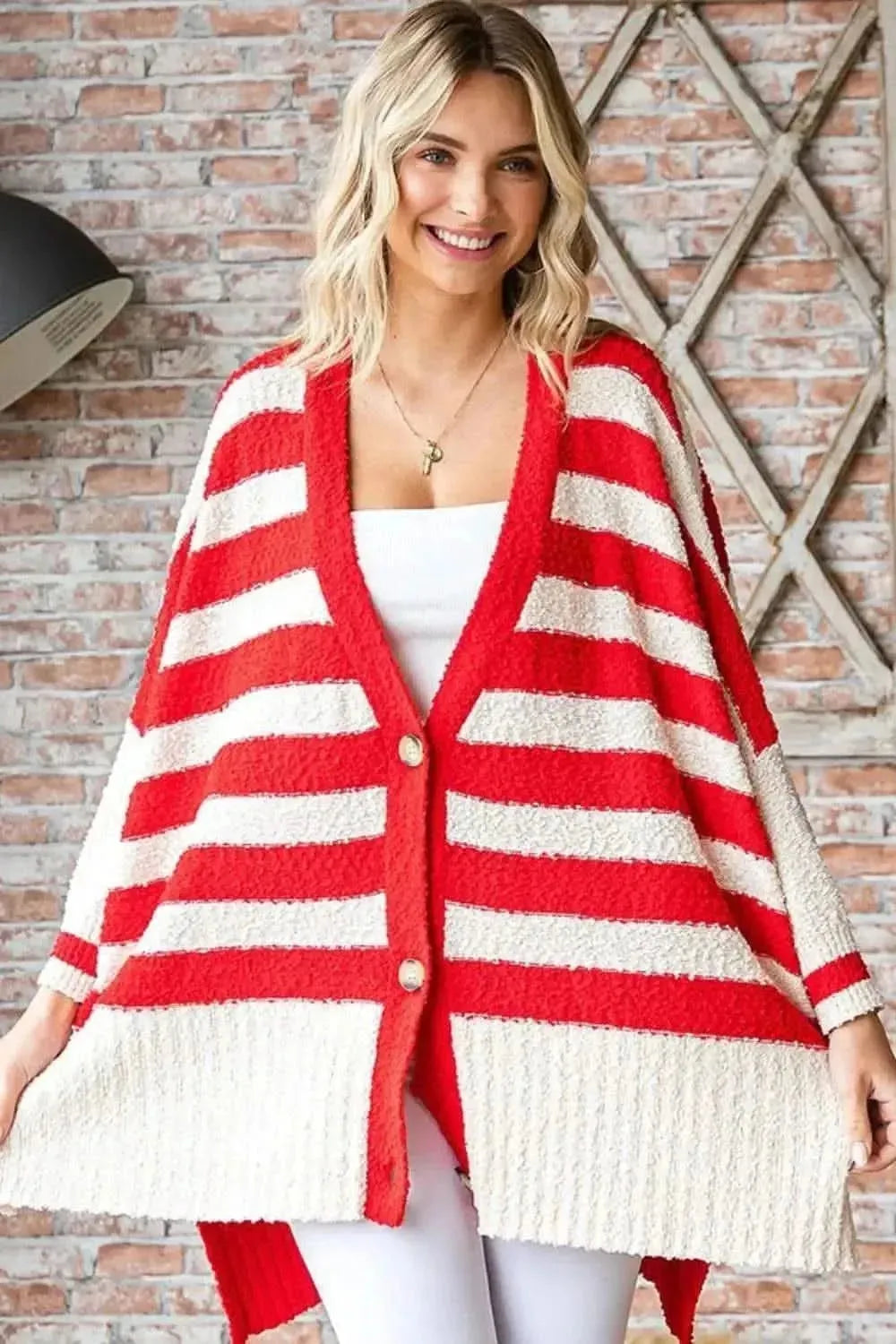 First Love Textured Striped Button Down Cardigan - Bad Moms Club