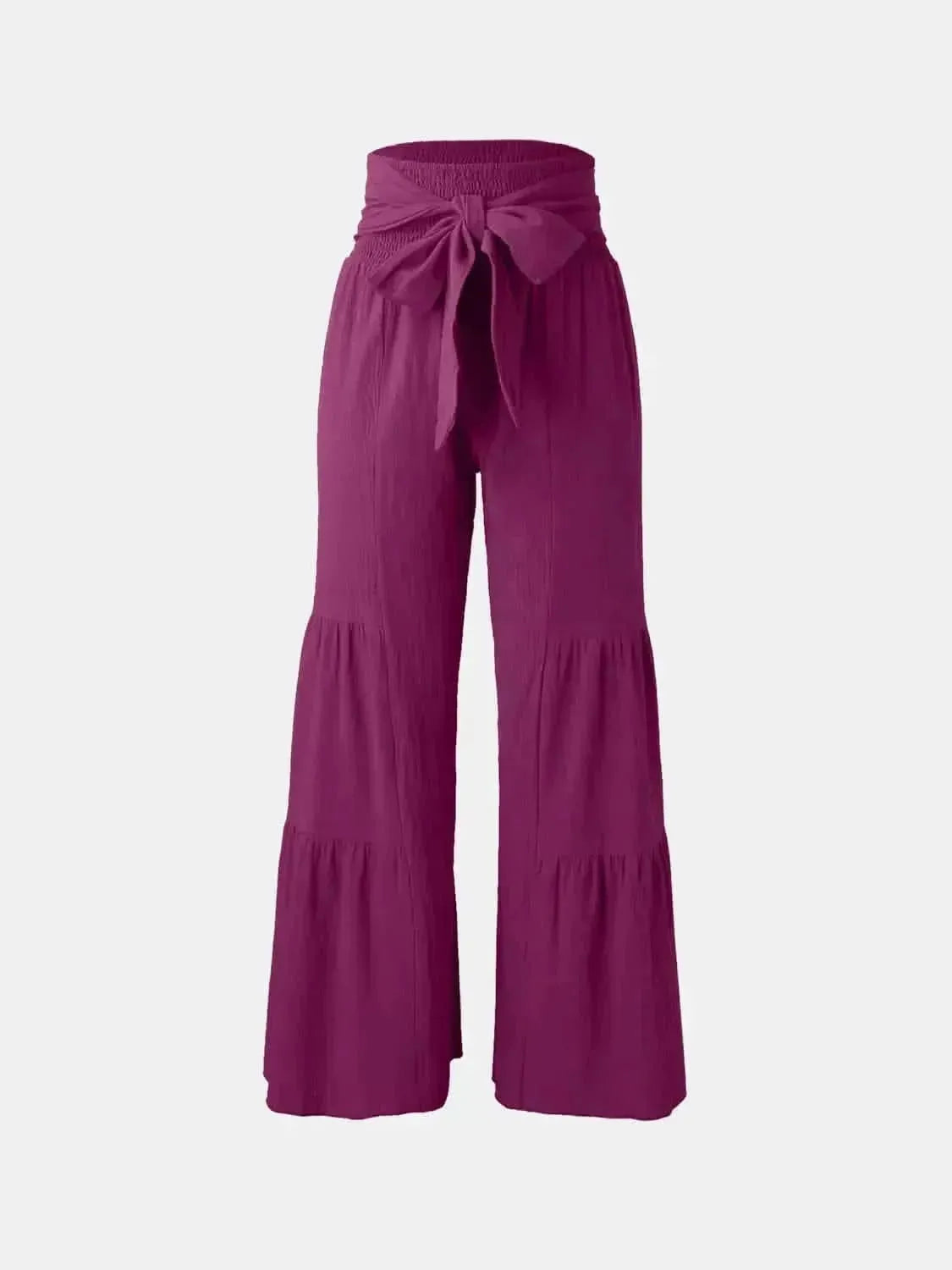 Tied Ruched Wide Leg Pants - Bad Moms Club