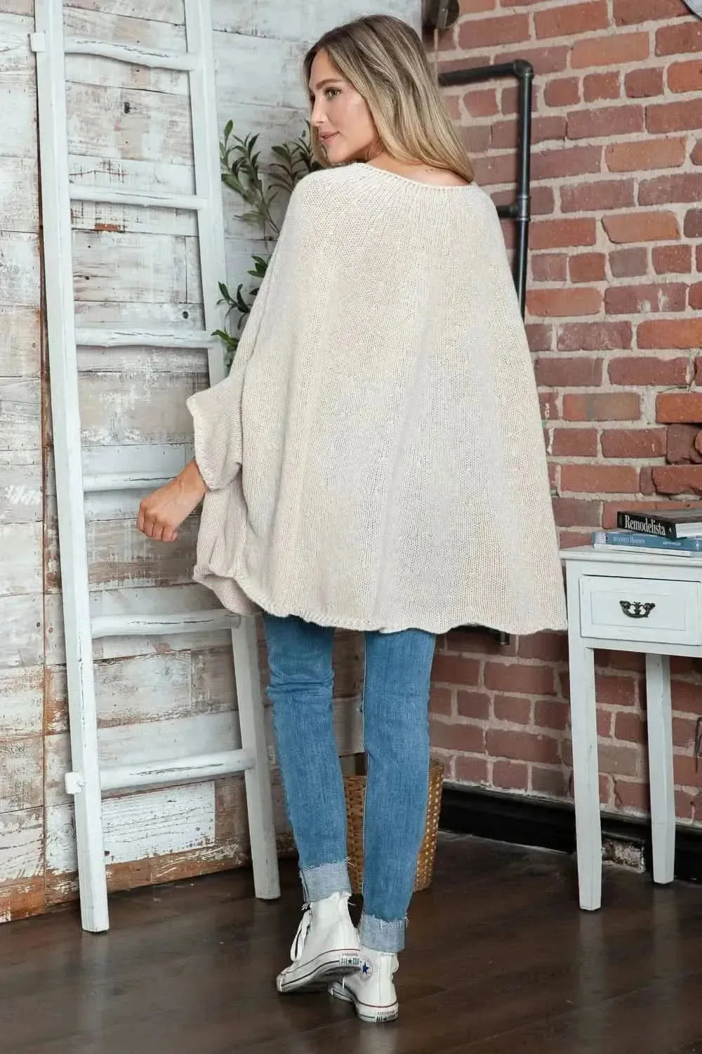 Round Neck Batwing Sleeve Sweater - Bad Moms Club