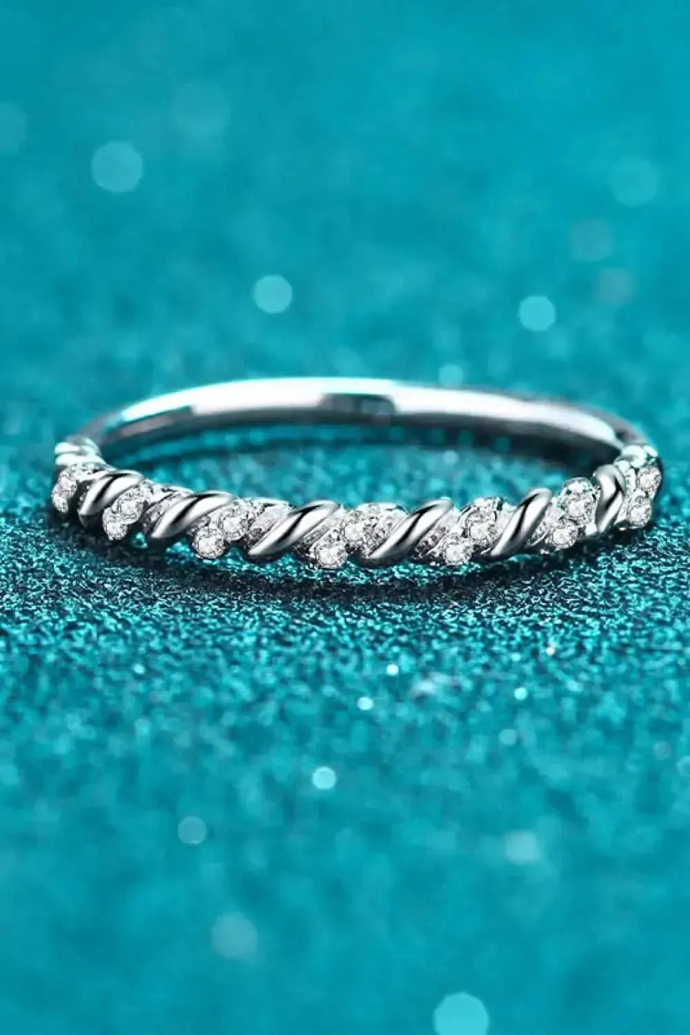 Moissanite Rhodium-Plated Half-Eternity Ring - Bad Moms Club