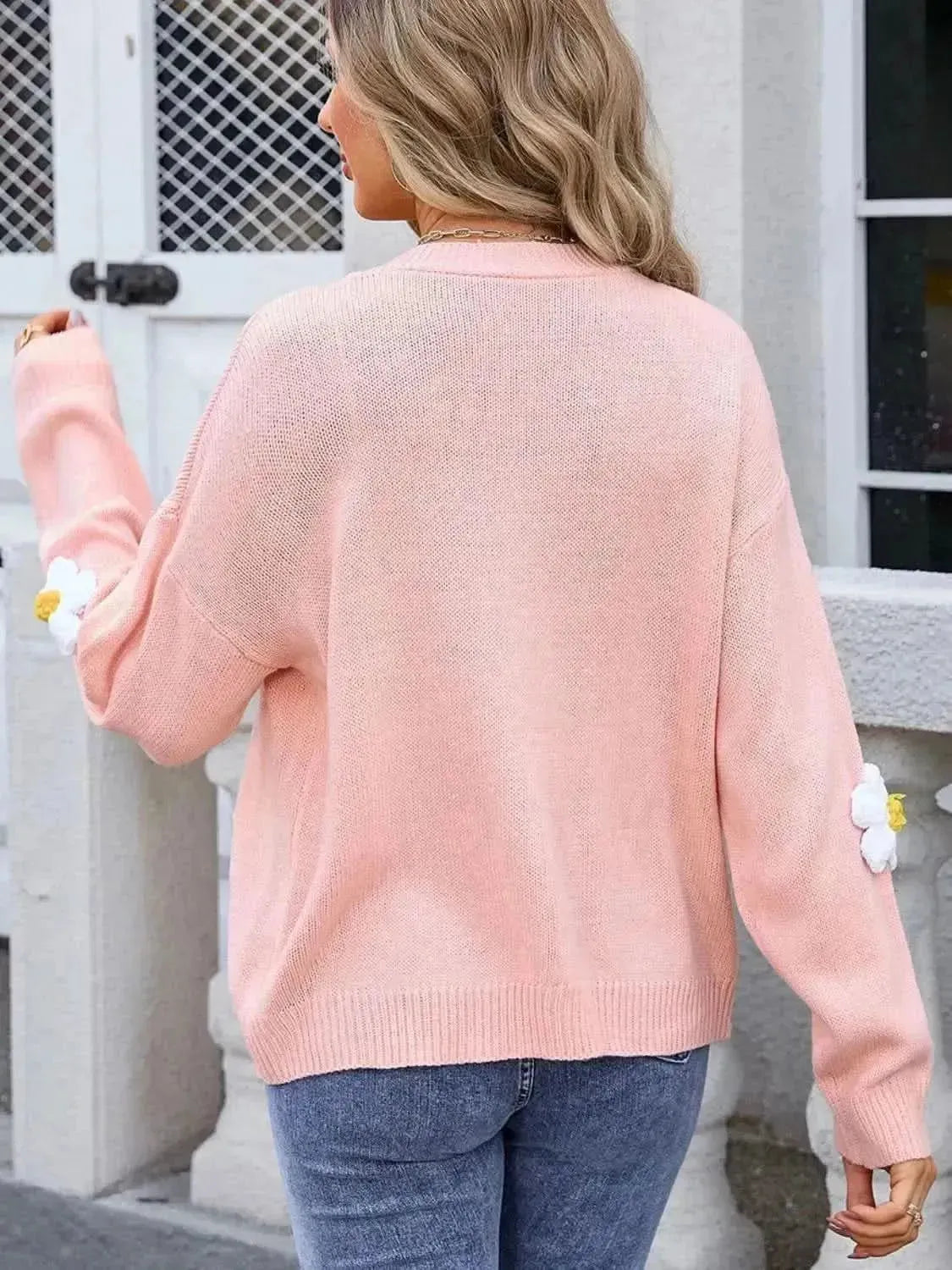 Crochet Flower Button Up Cardigan - Bad Moms Club