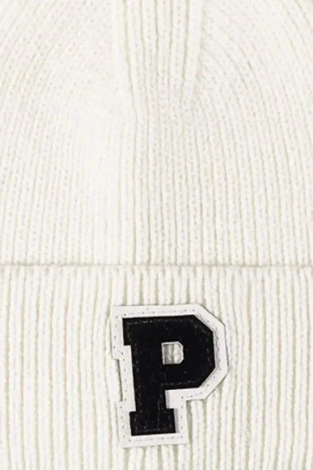 Letter Patch Cuffed Knit Beanie - Bad Moms Club