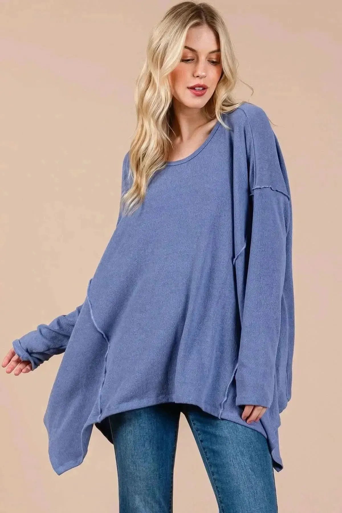 Ces Femme Asymmetrical Long Sleeve top - Bad Moms Club