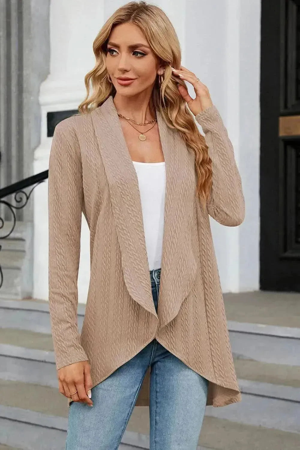 Open Front Long Sleeve Cardigan - Bad Moms Club