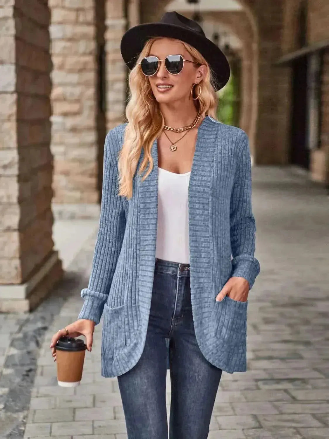 Open Front Cardigan with Pockets - Bad Moms Club