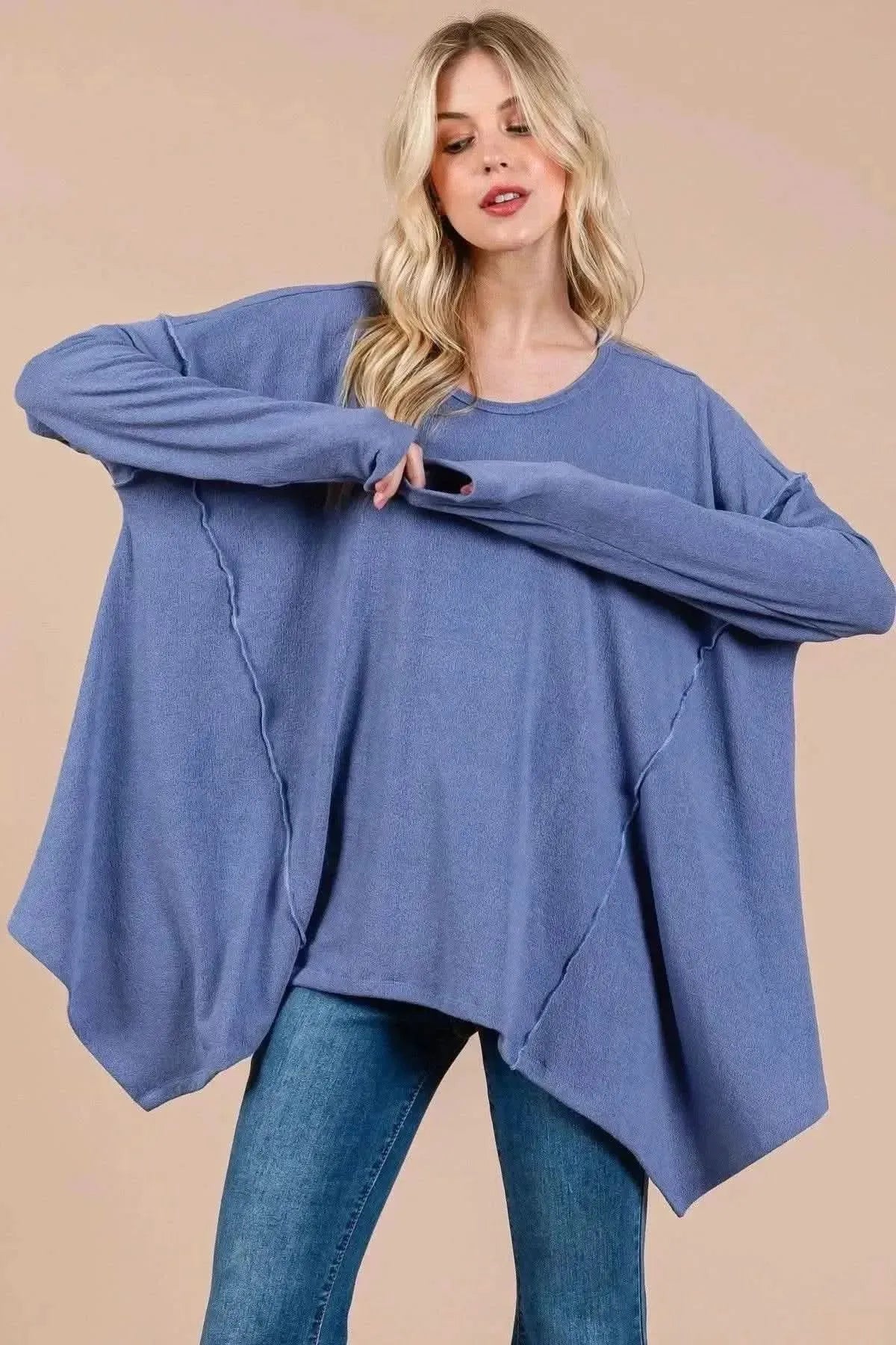 Ces Femme Asymmetrical Long Sleeve top - Bad Moms Club