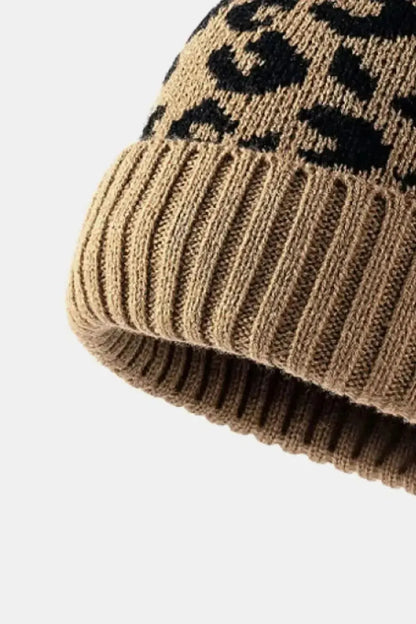 Leopard Pom-Pom Cuffed Beanie - Bad Moms Club