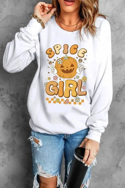 Round Neck Long Sleeve SPICE GIRL Graphic Sweatshirt - Bad Moms Club