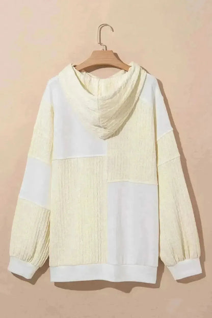 Plus Size Drawstring Color Block Long Sleeve Hoodie - Bad Moms Club