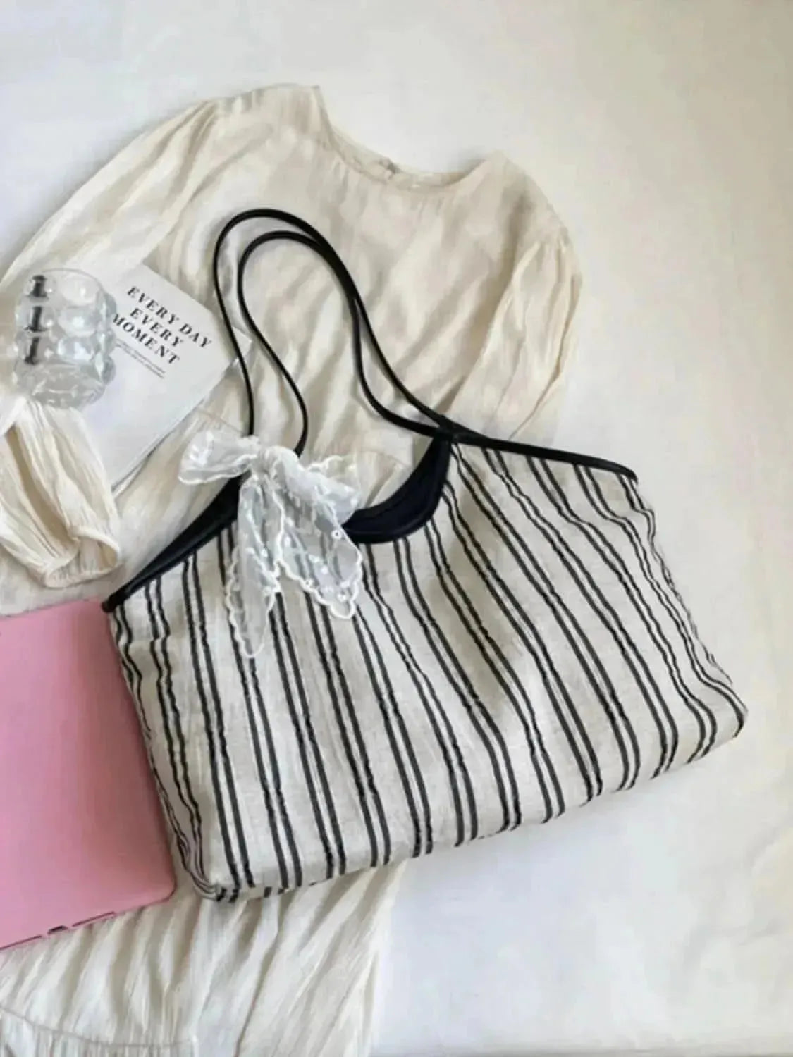 Striped Canvas Tote Bag - Bad Moms Club