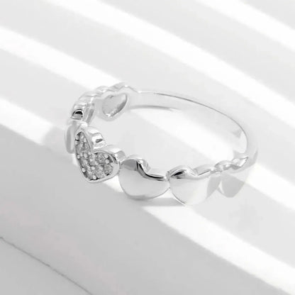 925 Sterling Silver Inlaid Zircon Heart Ring - Bad Moms Club
