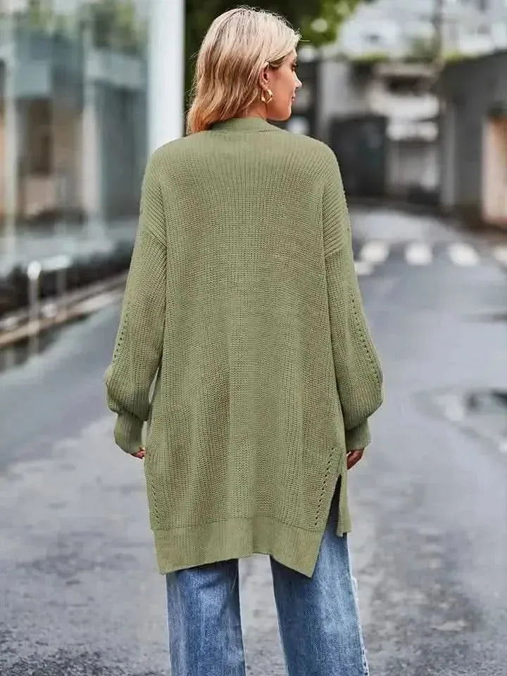Long Sleeve Waffle-Knit Cardigan - Bad Moms Club