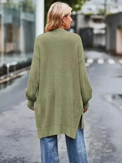 Long Sleeve Waffle-Knit Cardigan - Bad Moms Club