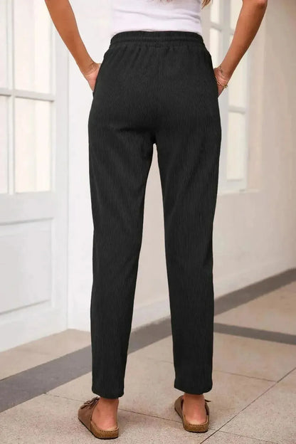 Drawstring Straight Pants with Pockets - Bad Moms Club