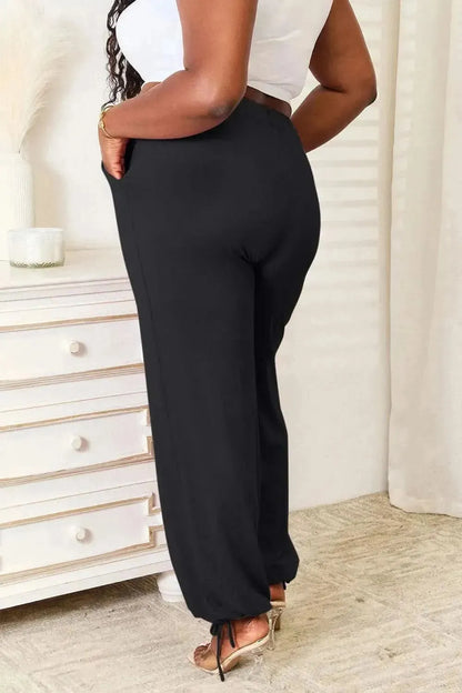Basic Bae Full Size Soft Rayon Drawstring Waist Pants with Pockets - Bad Moms Club