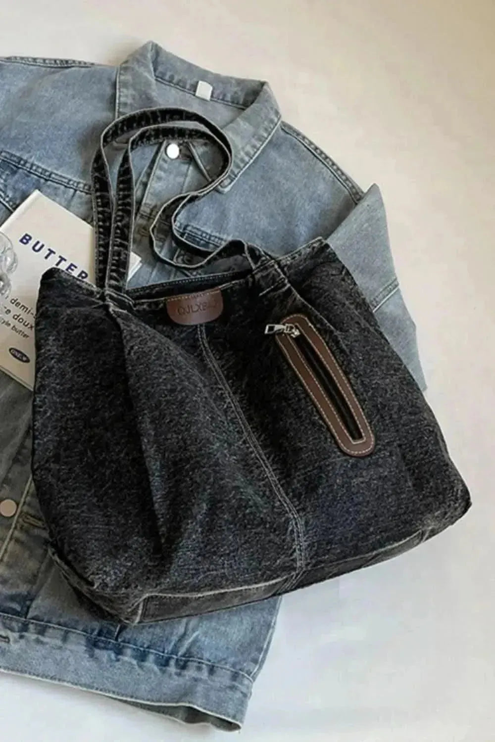 Medium Denim Tote Bag - Bad Moms Club