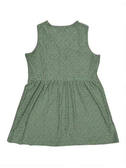 Full Size Eyelet Button Up V-Neck Tank - Bad Moms Club