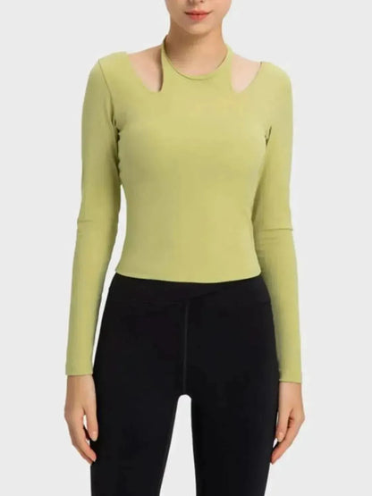 Halter Neck Long Sleeve Sporty Top - Bad Moms Club