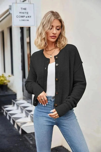 Button Down Exposed Seam Cardigan - Bad Moms Club