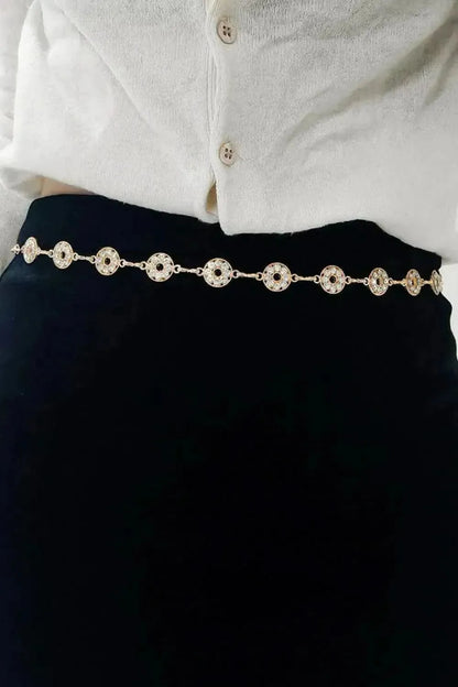 Rhinestone Decor Zinc Alloy Belt - Bad Moms Club