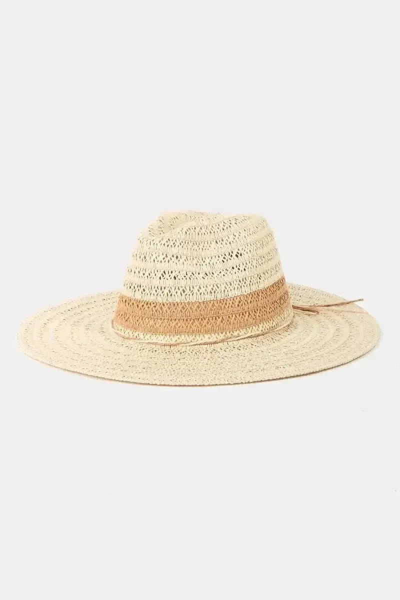 Fame Contrast Straw Braided Sun Hat - Bad Moms Club