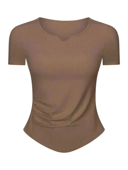 Notched Short Sleeve Active T-Shirt - Bad Moms Club