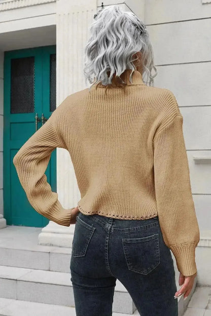 Turtleneck Dropped Shoulder Sweater - Bad Moms Club