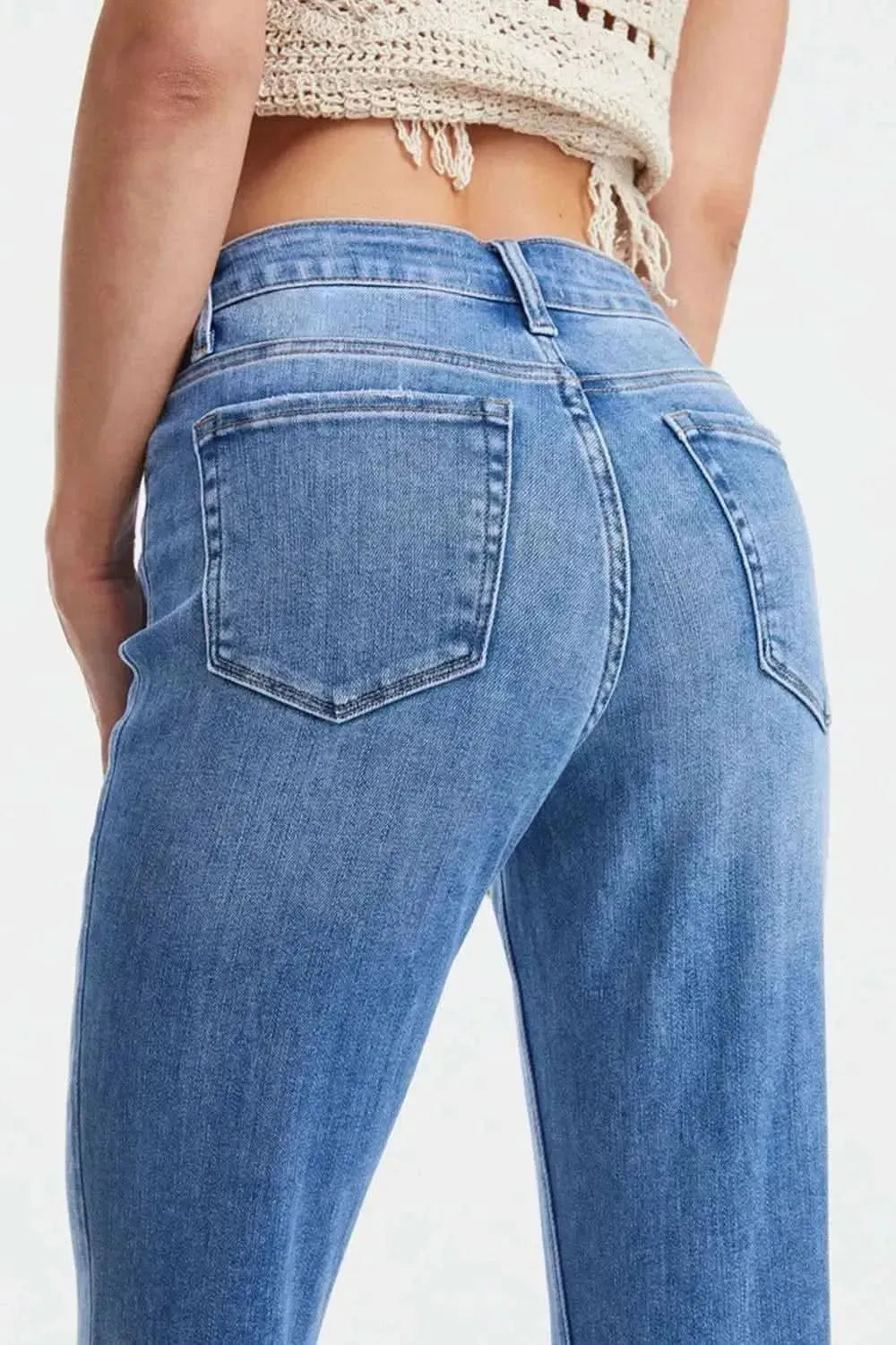 BAYEAS Full Size High Waist Raw Hem Straight Jeans - Bad Moms Club