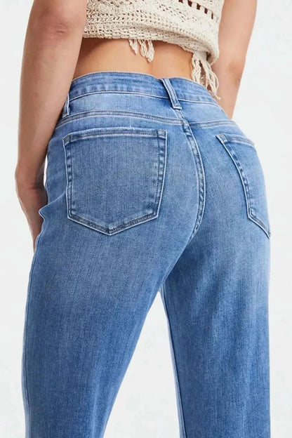 BAYEAS Full Size High Waist Raw Hem Straight Jeans - Bad Moms Club