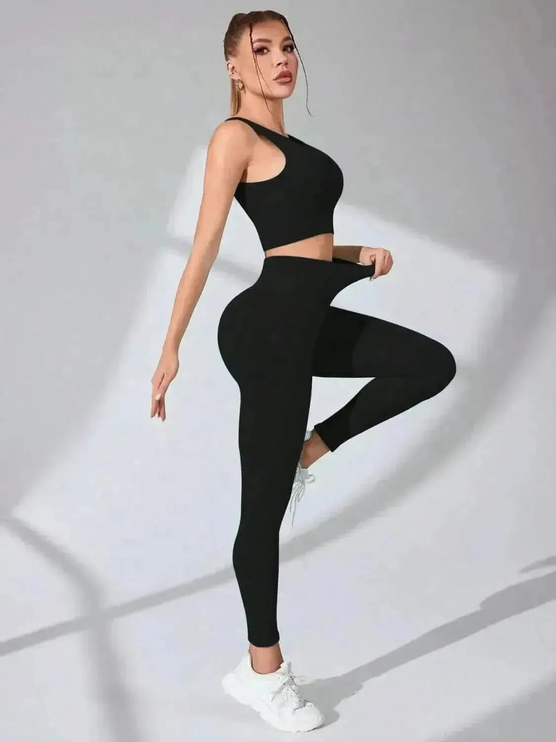 Scoop Neck Wide Strap Top and Pants Active Set - Bad Moms Club