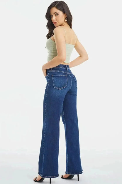 BAYEAS Full Size High Waist Cat's Whisker Wide Leg Jeans - Bad Moms Club